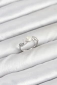 pilelistore Pirinç Gümüş Renk Zirkon Taşlı İncili Model Kadın Yüzük - TJ-BYK3853 - 1