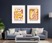 Henri Matisse Dekorları Duvar Tablosu Çerçeveli 2'li Set Beyaz Renk 21 x 30 Boyut/Ebat - 1