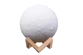 pilelistore Yerküre Ld 18cm Şarj Edelibilen Gece Ay Lambası Ahşap Standlı - 1