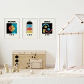 Bauhaus Gece Karanlığı Duvar Tablosu Çerçeveli 3'lü Set Beyaz Renk 30 x 42 Boyut/Ebat - 2