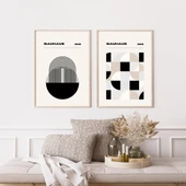 Bauhaus Minimalist  Duvar Tablosu Çerçeveli 2'li Set Ahşap Renk 30 x 42 Boyut/Ebat thumbnail 1