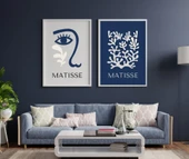 Mavinin Güzelliği Matisse Duvar Tablosu Çerçeveli 2'li Set Beyaz Renk 30 x 42 Boyut/Ebat thumbnail 1