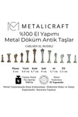 MC44 Büyük Boy Metal Satranç Takımı – Gerçek Ceviz Tahta – El Yapımı Antik Taşlar 35x35cm - 2