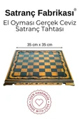 MC44 Büyük Boy Metal Satranç Takımı – Gerçek Ceviz Tahta – El Yapımı Antik Taşlar 35x35cm - 3