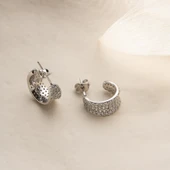 925 Ayar Gümüş Kadın Taşlı Halka Küpe thumbnail 4