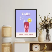 Renkli Kokteyler Duvar Tablosu Çerçeveli 3'lü Set Siyah Renk 30 x 42 Boyut/Ebat - 4