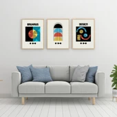 Bauhaus Gece Karanlığı Duvar Tablosu Çerçeveli 3'lü Set Ahşap Renk 35 x 50 Boyut/Ebat thumbnail 1