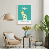 Renkli Kokteyler Duvar Tablosu Çerçeveli 3'lü Set Beyaz Renk 35 x 50 Boyut/Ebat - 3