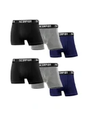 Erkekler İçin %95 Pamuk %5 Elastan Likralı Siyah - Gri - Antrasit Boxer – 6’lı Özel Kutu thumbnail 1