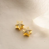 925 Ayar Gümüş Çift Taraflı Taşlı Yıldız Küpe thumbnail 2