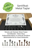 MC54 - Metal Satranç Takımı - 25cm Mermer Desenli Satranç Tahtası - Sertifikalı Antik Metal Taşlar - 5