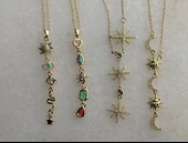 Beyaz Taş Sembol  Gold Çelik Y Kolye Aksesuar Şık Takı - 4