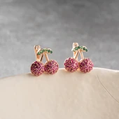 925 Ayar Gümüş Renkli Taşlı Kiraz Küpe - 2