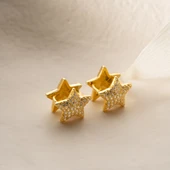 925 Ayar Gümüş Çift Taraflı Taşlı Yıldız Küpe thumbnail 6