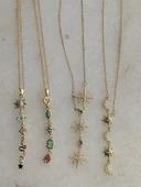 Beyaz Taş Sembol  Gold Çelik Y Kolye Aksesuar Şık Takı - 5