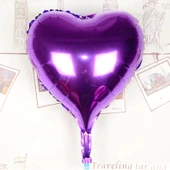 pilelistore Parti Aksesuar Kalp Uçan Balon Folyo Mor 80 cm 32 inç - 2