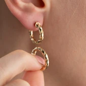 925 Ayar Gümüş Burgulu Halka Küpe - 1