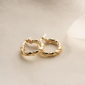 925 Ayar Gümüş Burgulu Halka Küpe - 2