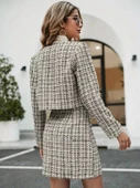 Kadın Uzun Kollu önü Açık Dokuma Ceket Ve Mini Etek Ikili Takım thumbnail 2