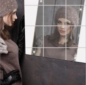 pilelistore Yapışkanlı Dekoratif Folyo Ayna Kare ( 9 Adet ) Makyaj Aynası thumbnail 4