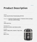 Naturehike Zarf Tarzı Kapüşonlu Uyku Tulumu -15°C Mavi Right (Sağ) thumbnail 4