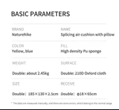 Naturehike Ultralight Çift Kişilik Şişme Kamp Matı 185*130*2.5 cm Sarı - 3