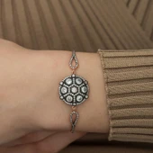 pilelistore 925 Ayar Gümüş Rose Elmas Montür Bileklik thumbnail 4