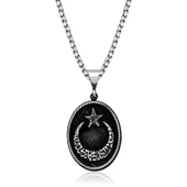 pilelistore 925 Ayar Gümüş Kelime-i Tevhid Yazılı Ay Yıldız Erkek kolye - 1