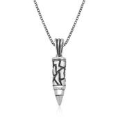 pilelistore 925 Ayar Gümüş Kurşun Erkek Gümüş Kolye - 1