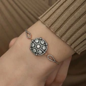 pilelistore 925 Ayar Gümüş Rose Elmas Montür Bileklik thumbnail 3