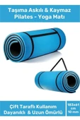 Taşıma Askılı Konfor Modeli Çift Taraflı Kaymaz Yoga Meditasyon Minderi Mavi Siyah Mat - 1