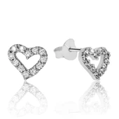 pilelistore 925 Ayar Gümüş Beyaz Kalpli Çivili Küpe thumbnail 2