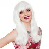 pilelistore Beyaz Renk Kahküllü Dalgalı Uzun Parti Peruğu thumbnail 1