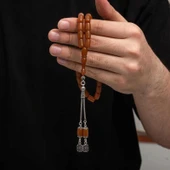 pilelistore Gümüş Püskül Sıkma Kehribar Tesbih - 1