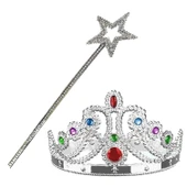 pilelistore Parti Aksesuar Gümüş Renk Metalize Prenses Tacı ve Metalize Prenses Yıldız Asası - 1