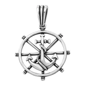 pilelistore Gümüş Gemi Dümeni Erkek Kolye Ucu - 1