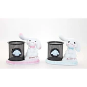 pilelistore Polyester Tavşanlı Masa Üstü Kalemlik Dekoratif Hediyelik - 1