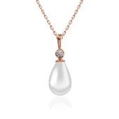 pilelistore Gümüş Rose Damla Rose İnci Kadın Kolye thumbnail 1