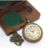 pilelistore Ahşap Kutulu Pirinç Köstekli Saat - 2