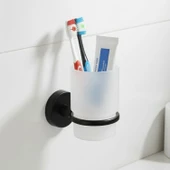 Diş Fırçalık Plastik Hazneli Banyo Wc Duvara Monte Vidalı Dübel Dahil Siyah Tekli Aksesuar thumbnail 3