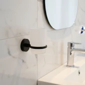Diş Fırçalık Plastik Hazneli Banyo Wc Duvara Monte Vidalı Dübel Dahil Siyah Tekli Aksesuar thumbnail 9
