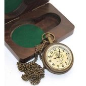 pilelistore Ahşap Kutulu Pirinç Köstekli Saat - 1