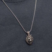 pilelistore Gümüş Taçlı Aslan Figürlü Erkek Kolye - 3