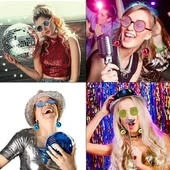 pilelistore Sallanan Disko Top Küpeli Gözlük Retro Hawaii 5 Renk 6 Adet thumbnail 2