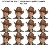 pilelistore Kovboy Şerif Şapkası Kahve 12 Adet - Kostüm, Parti ve Gösteri Şapkası thumbnail 1