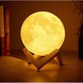 pilelistore Ahşap Standlı Ay Gece Lambası 12Cm - 1