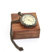 pilelistore Ahşap Kutulu Pirinç Köstekli Saat thumbnail 2