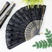 pilelistore Plastik Pullu Kumaş Yelpaze 12'li Siyah - 1