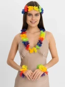 pilelistore Rengarenk Hawaii Kolye Taç Bileklik Seti 4 Parça - 1