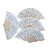 pilelistore Ahşap Dantelli Yelpaze Beyaz Renk 12 Adet - 2